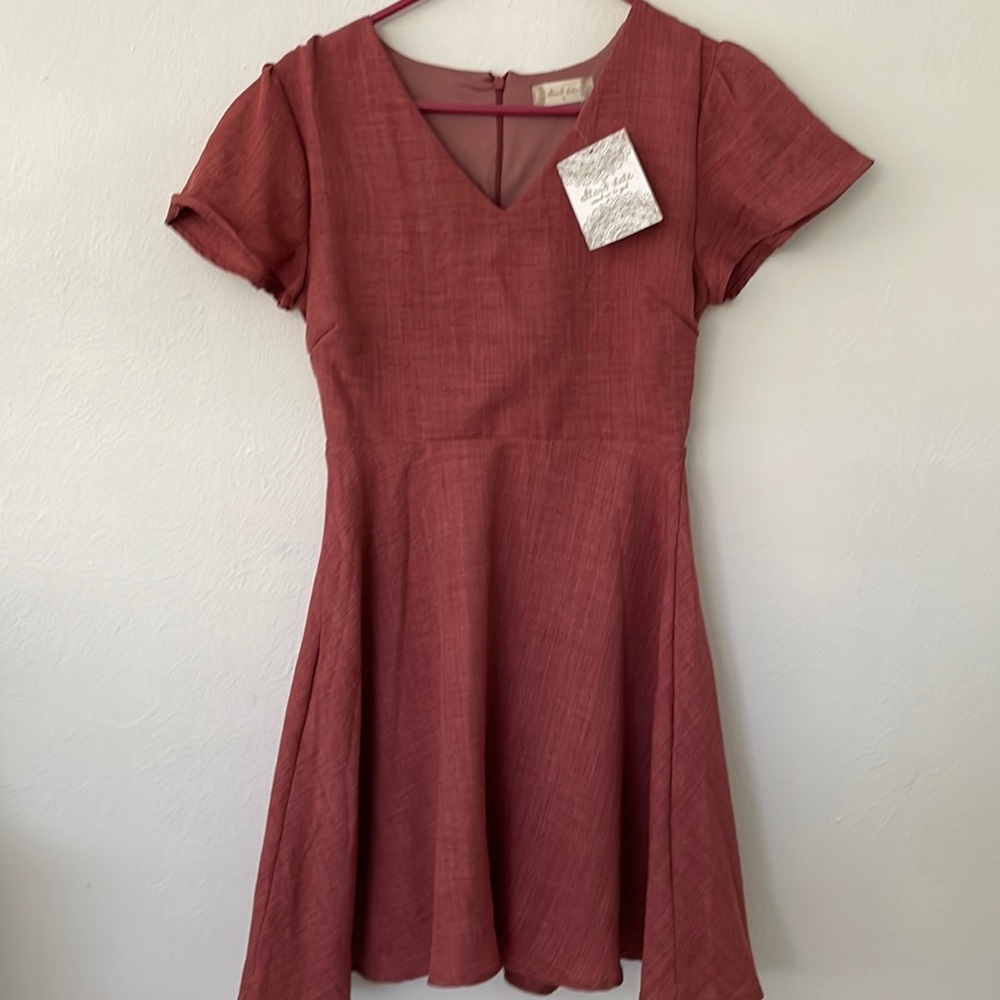 Ash brown short sleeve dress